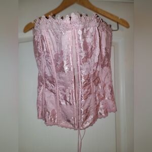 Frederick's of Hollywood Pink Satin Lace Bustier
